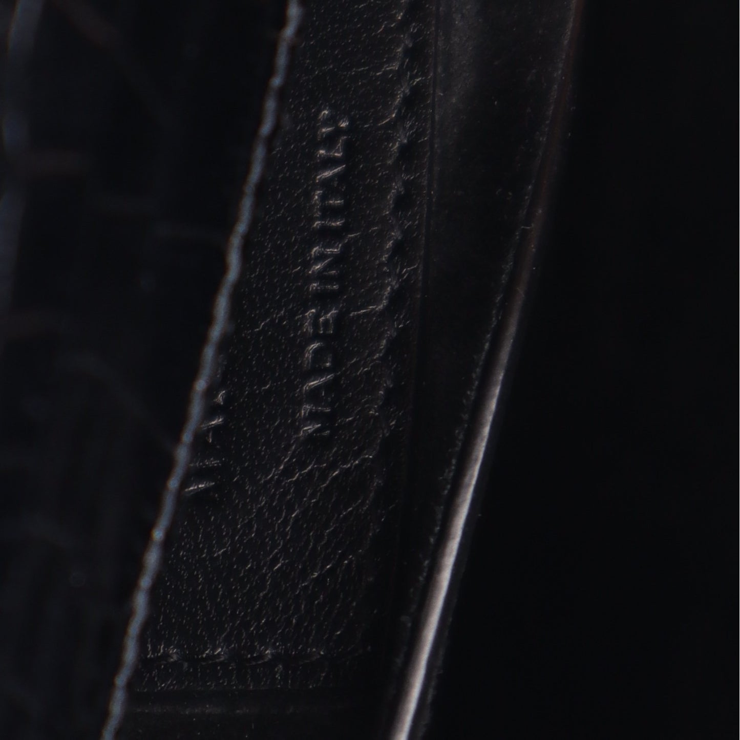 Calfskin Crocodile Embossed Medium Monogram Sunset Black