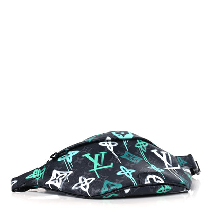 Louis Vuitton Monogram Eclipse LV Graffiti Discovery Bumbag Green Lights 4 of 9