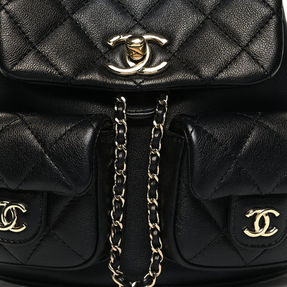 Chanel Calfskin Quilted Mini Duma Pockets Drawstring Backpack Black 8 of 10