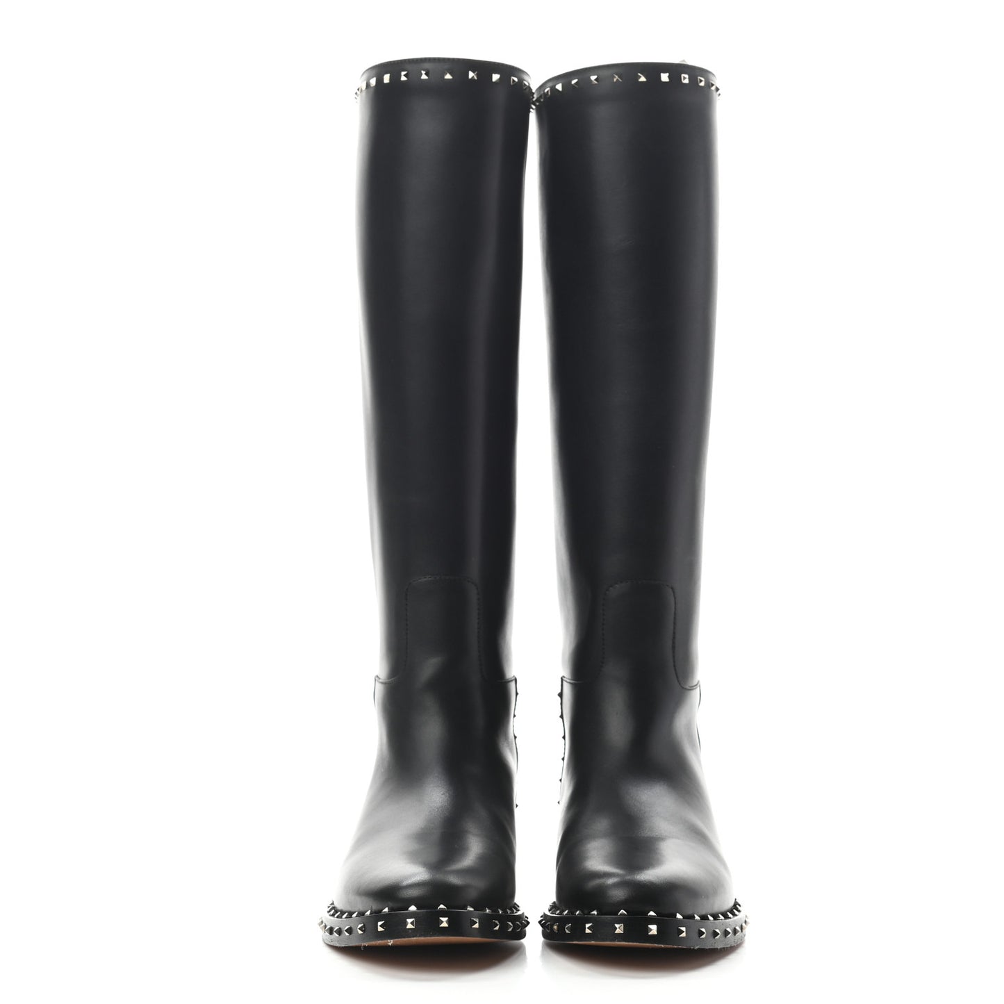 Calfskin Soul Rockstud Knee High Flat Boots 38.5 Black