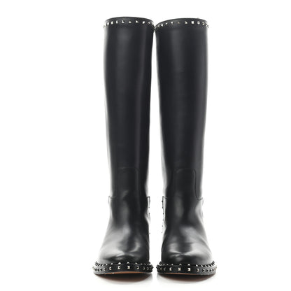 Valentino Garavani Calfskin Soul Rockstud Knee High Flat Boots 38.5 Black 2 of 6
