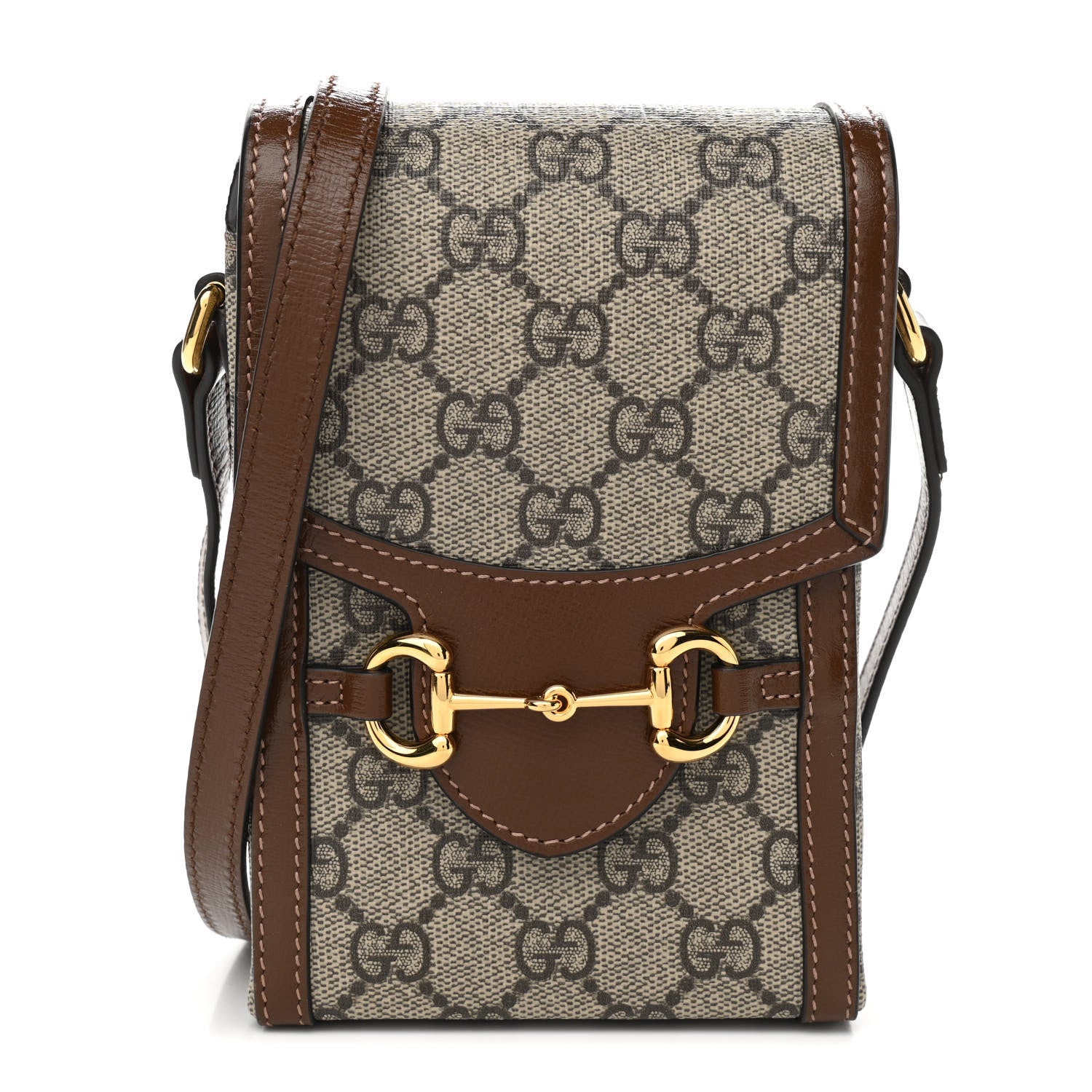Gucci GG Supreme Monogram Mini Horsebit 1955 Crossbody Bag Beige Brown Sugar 1 of 10