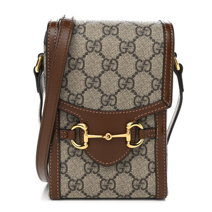 Gucci GG Supreme Monogram Mini Horsebit 1955 Crossbody Bag Beige Brown Sugar 1 of 10