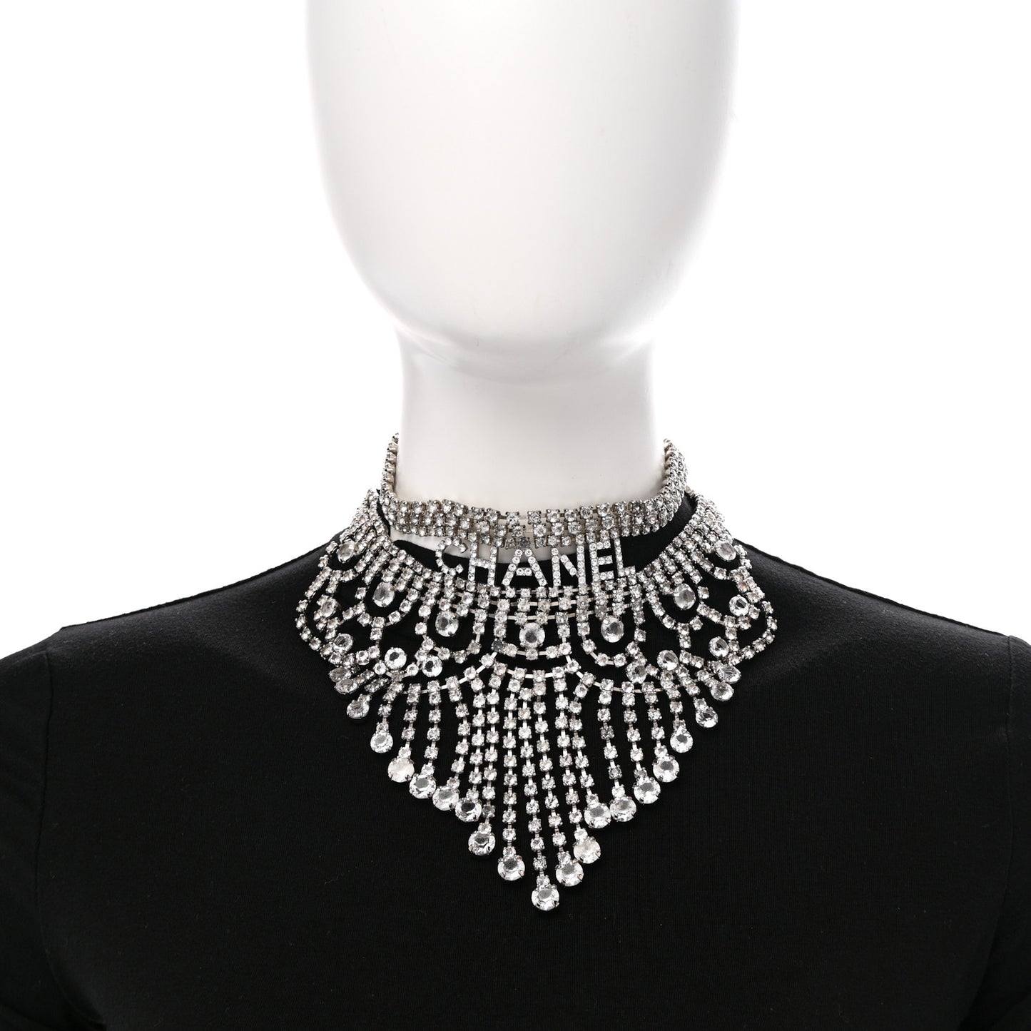 Crystal Logo Choker Necklace Silver