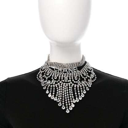 Chanel Crystal Logo Choker Necklace Silver 2 of 6