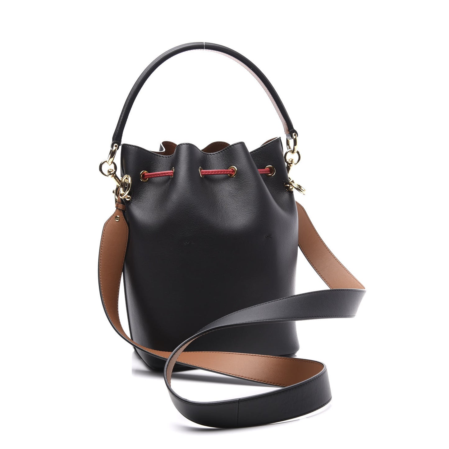 Vitello Grace F is Fendi Stamp Patch Perforated Small Mon Tresor Bucket Bag Black