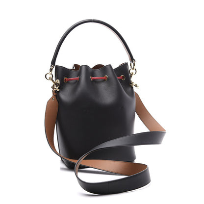 Fendi Vitello Grace F is Fendi Stamp Patch Perforated Small Mon Tresor Bucket Bag Black 2 of 8