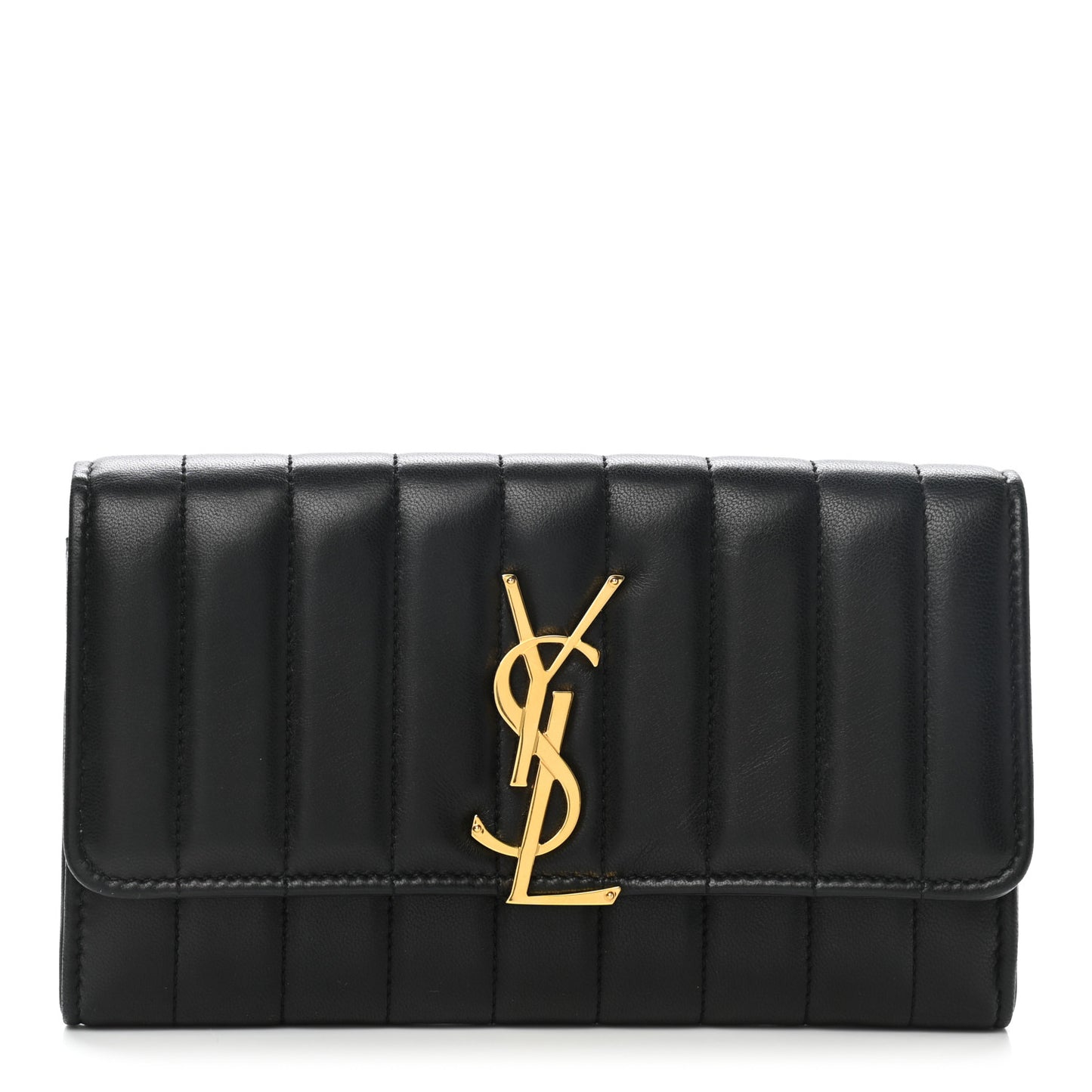 Lambskin Matelasse Monogram Large Vicky Continental Wallet Black