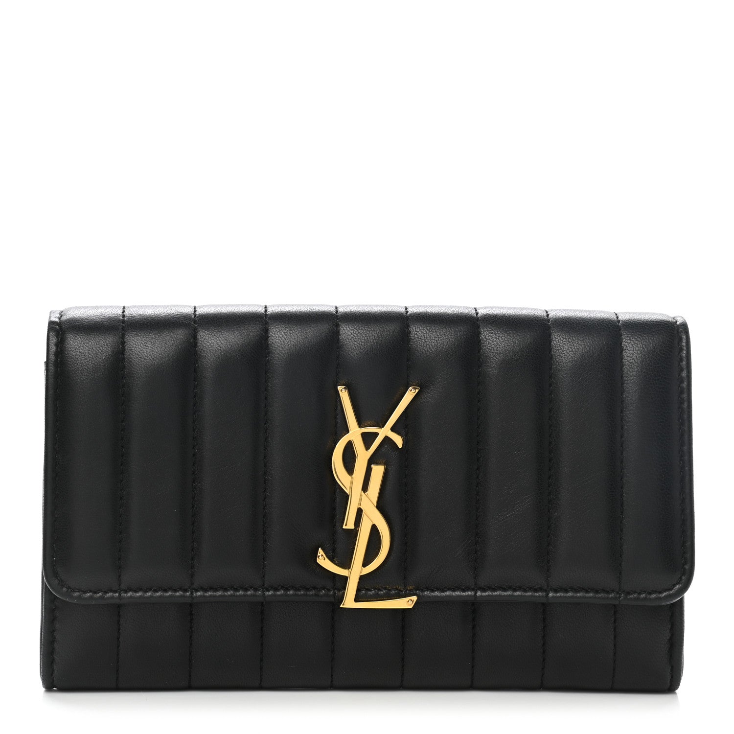 Saint Laurent Lambskin Matelasse Monogram Large Vicky Continental Wallet Black 1 of 9