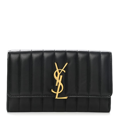 Saint Laurent Lambskin Matelasse Monogram Large Vicky Continental Wallet Black 1 of 9
