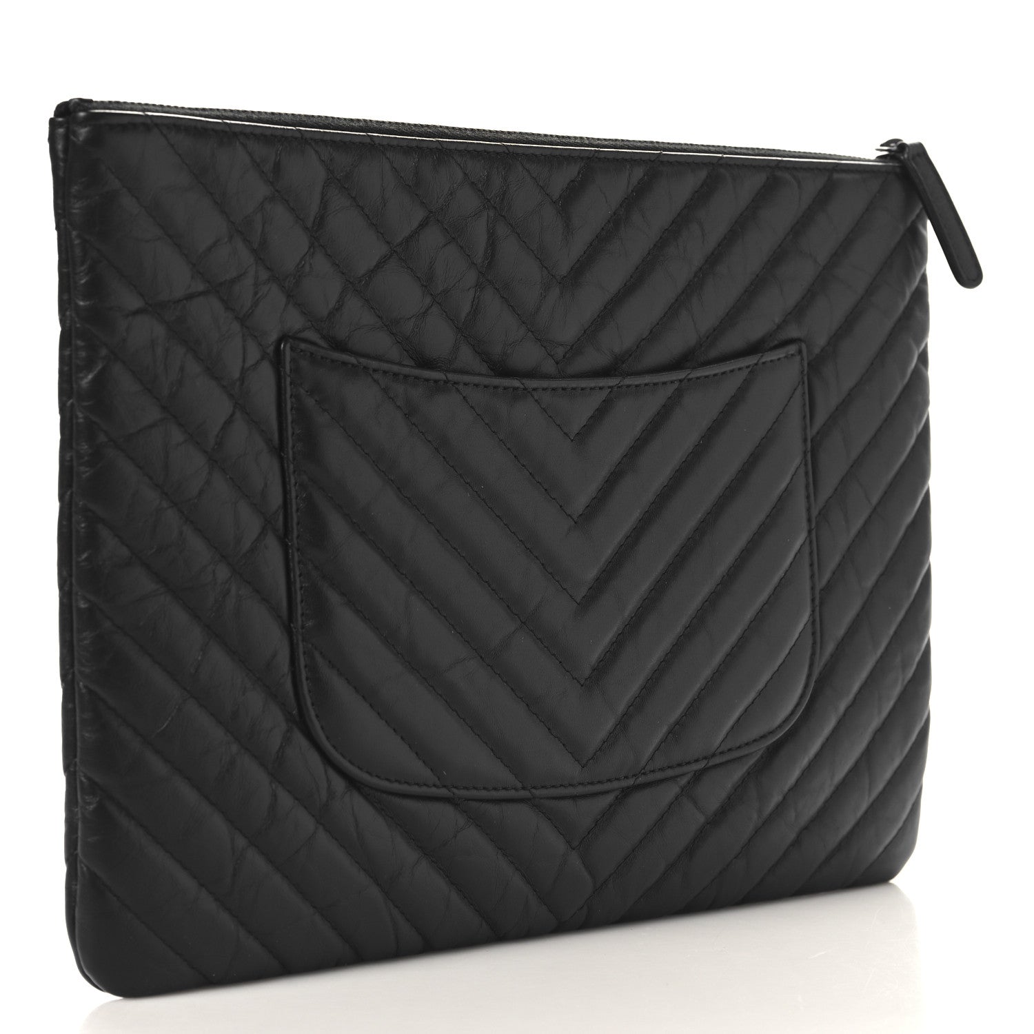 Chanel Aged Calfskin Chevron Quilted Reissue 2.55 Medium Cosmetic Case So Black 3 of 8
