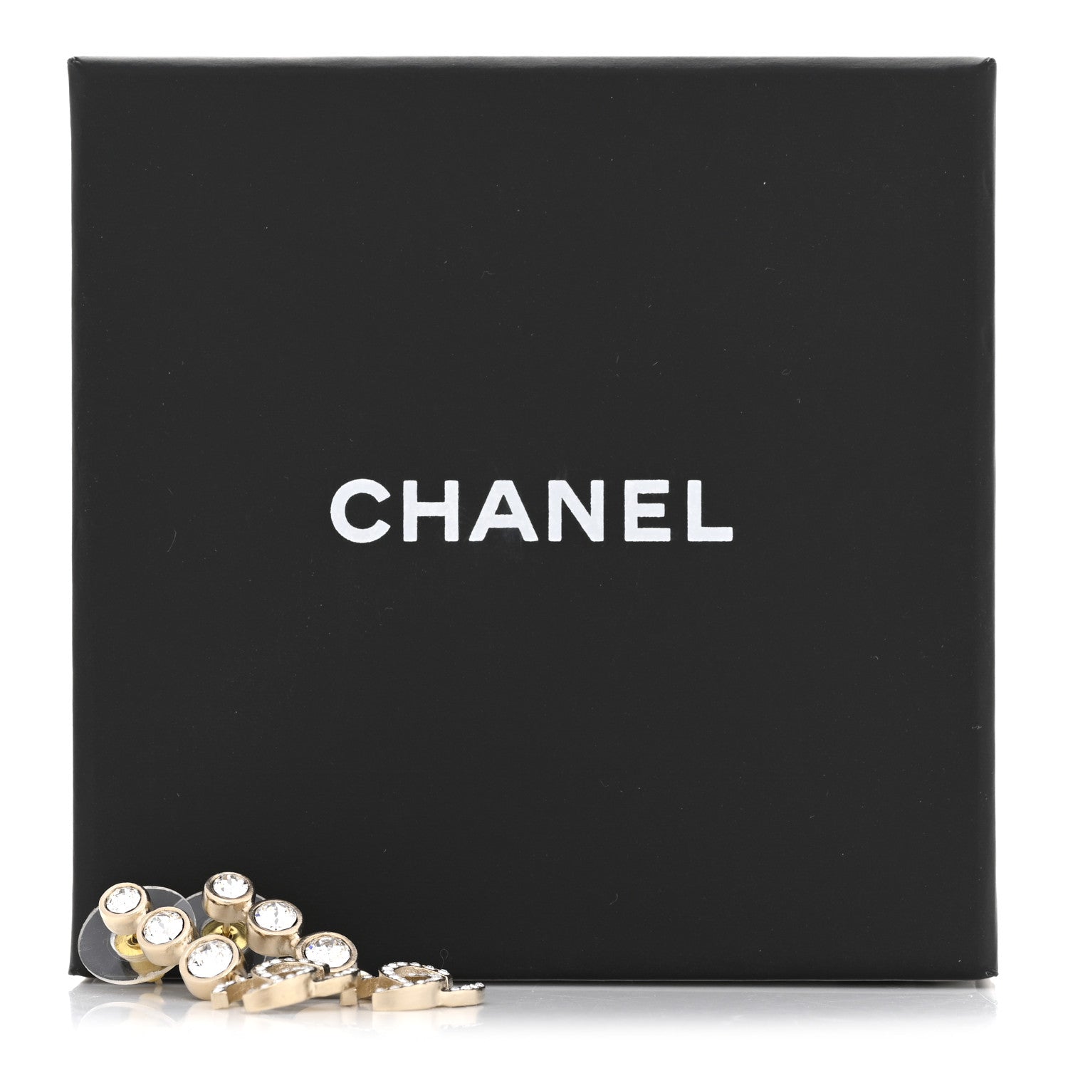 Chanel Crystal CC Drop Earrings Gold 5 of 5