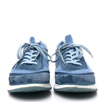 Chanel Suede Calfskin Stretch Fabric CC Sneakers Light Blue 2 of 6