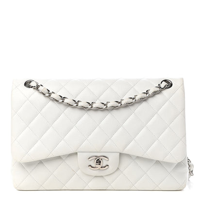 Chanel Caviar Quilted Jumbo Double Flap White 1 of 10