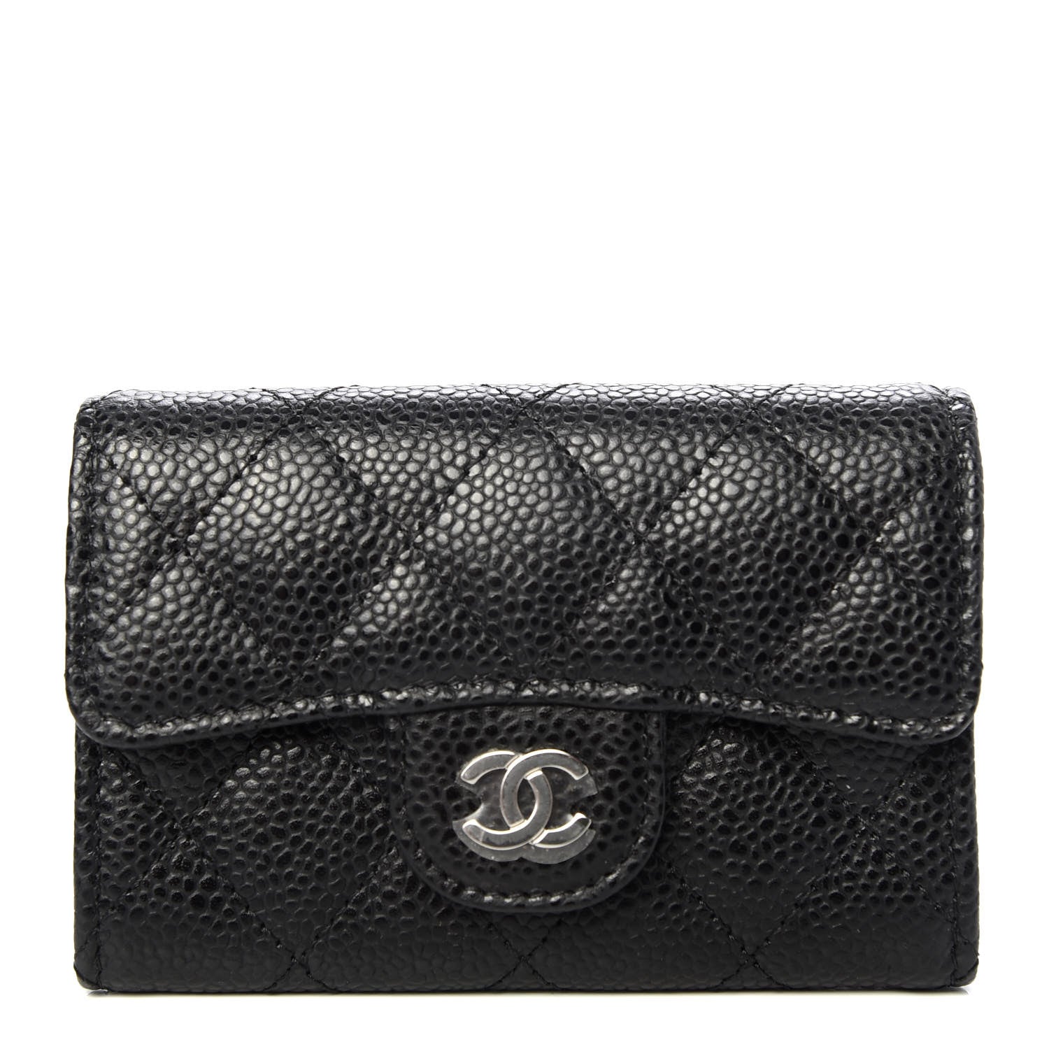Chanel Caviar Quilted Flap Card Holder Wallet Black 1 of 9