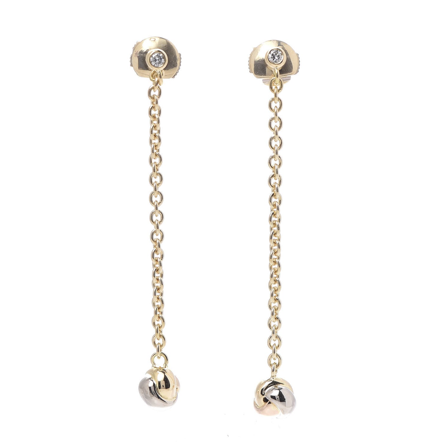 18K Pink Yellow White Gold Baby Trinity Drop Earrings