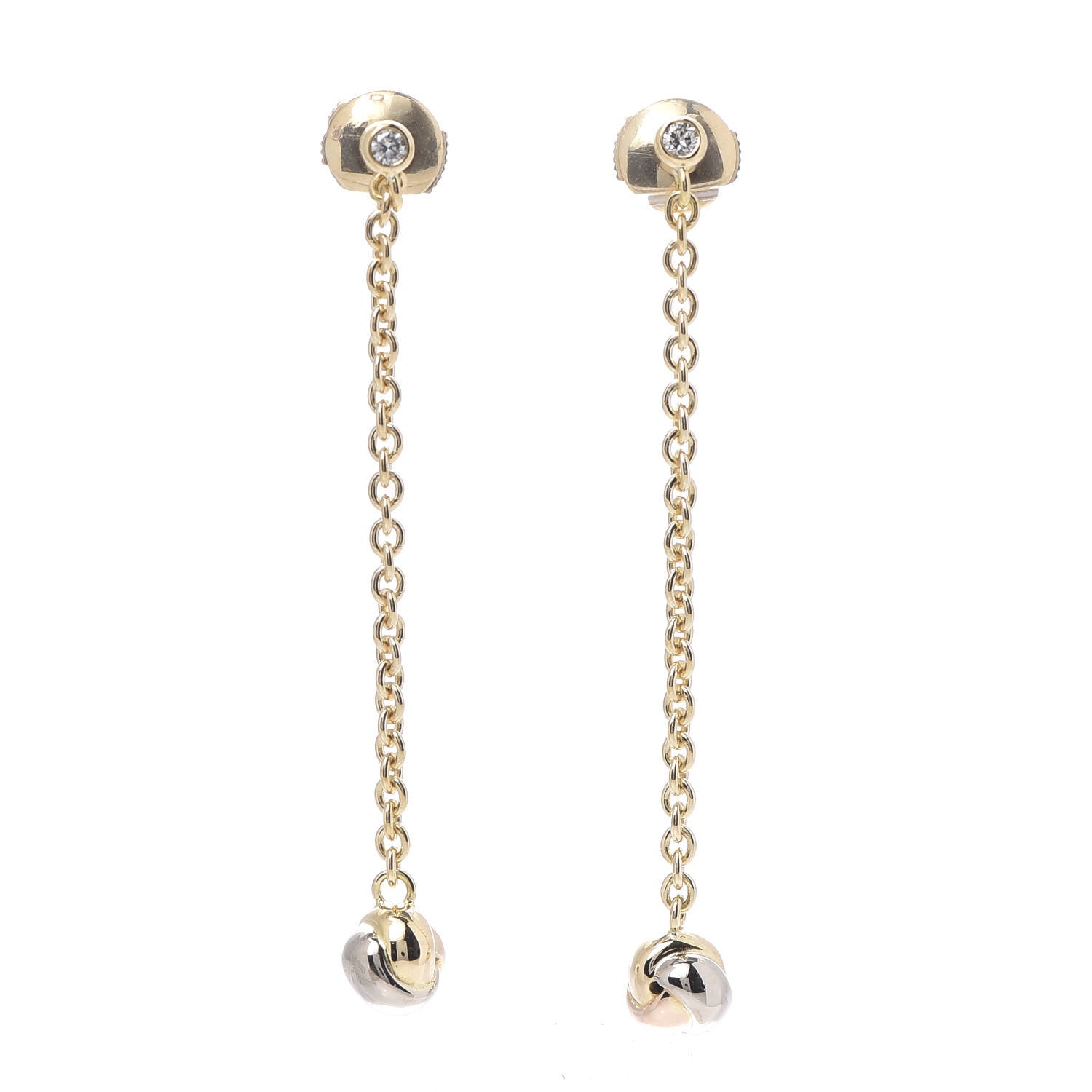 Cartier 18K Pink Yellow White Gold Baby Trinity Drop Earrings 1 of 5