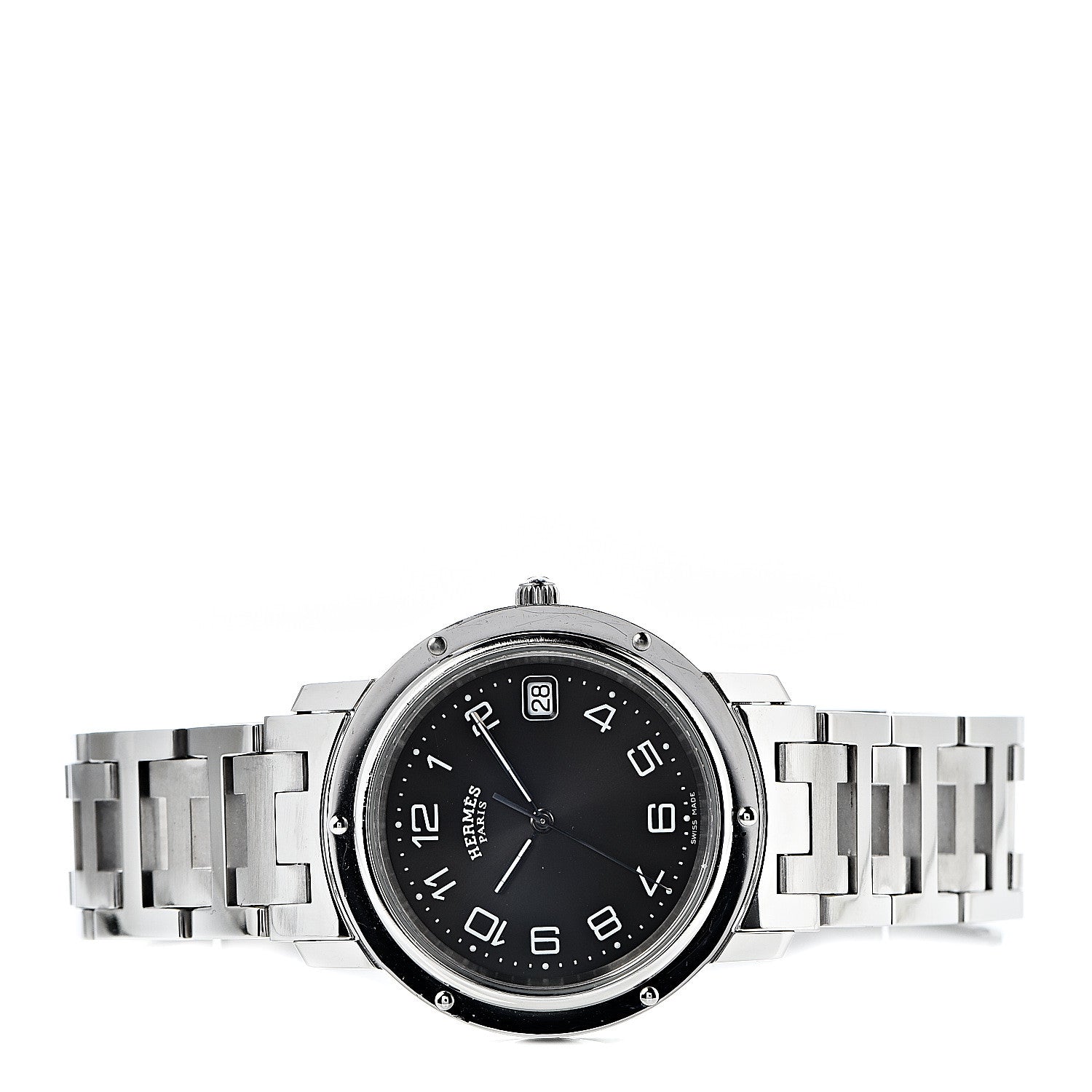 Hermes Stainless Steel 36mm Clipper Quartz Watch Grey 3 of 11