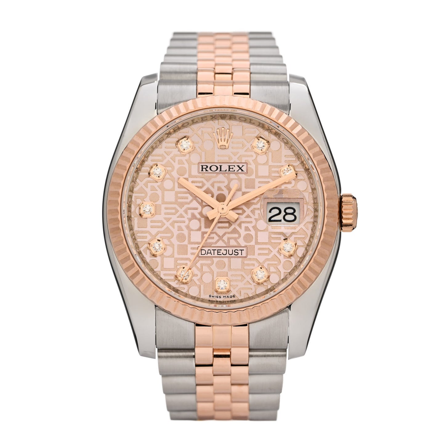 Stainless Steel 18K Everose Gold Diamond 36mm Oyster Perpetual Datejust Watch Pink Jubilee 116231