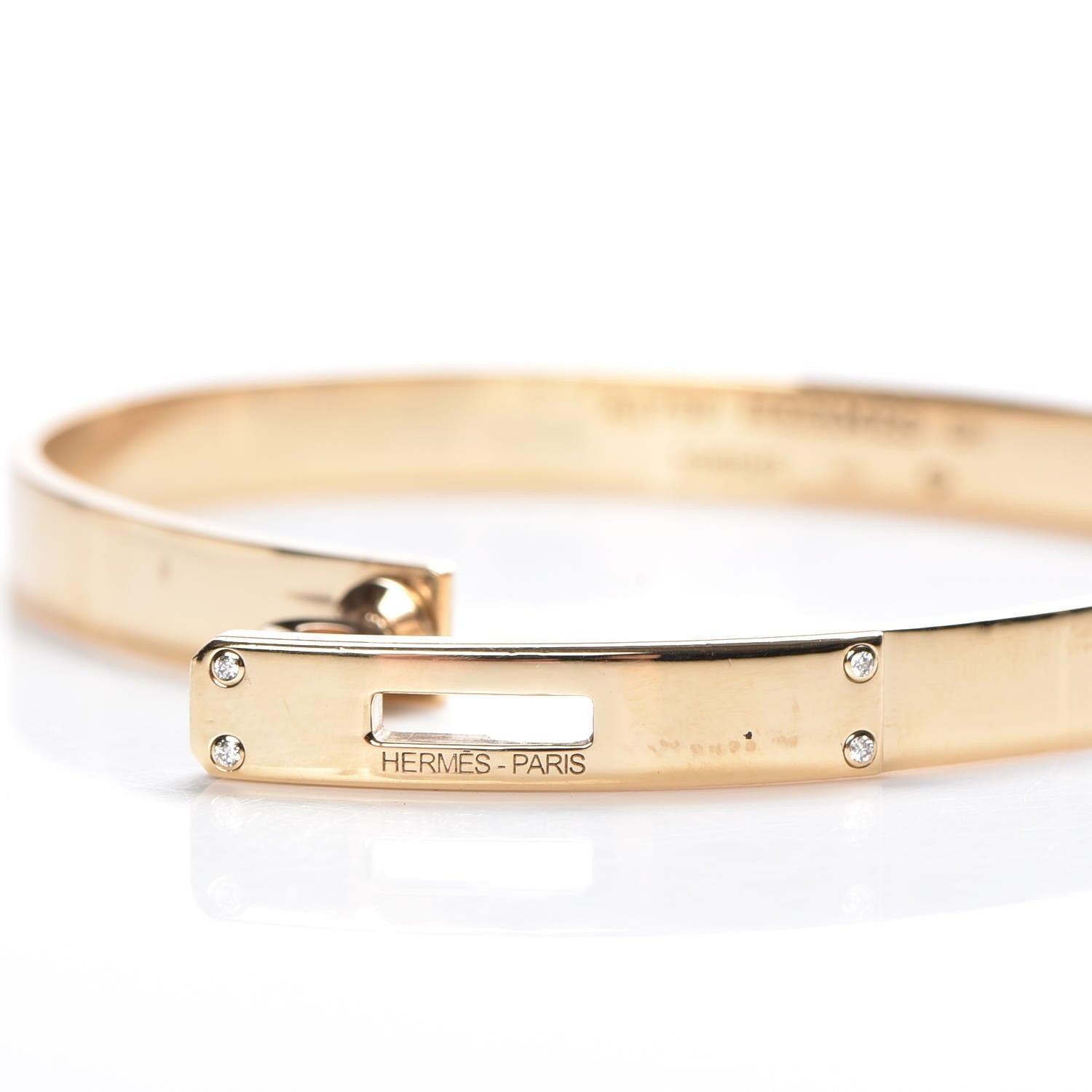 Hermes 18K Yellow Gold Diamond Kelly PM Bangle S 5 of 6