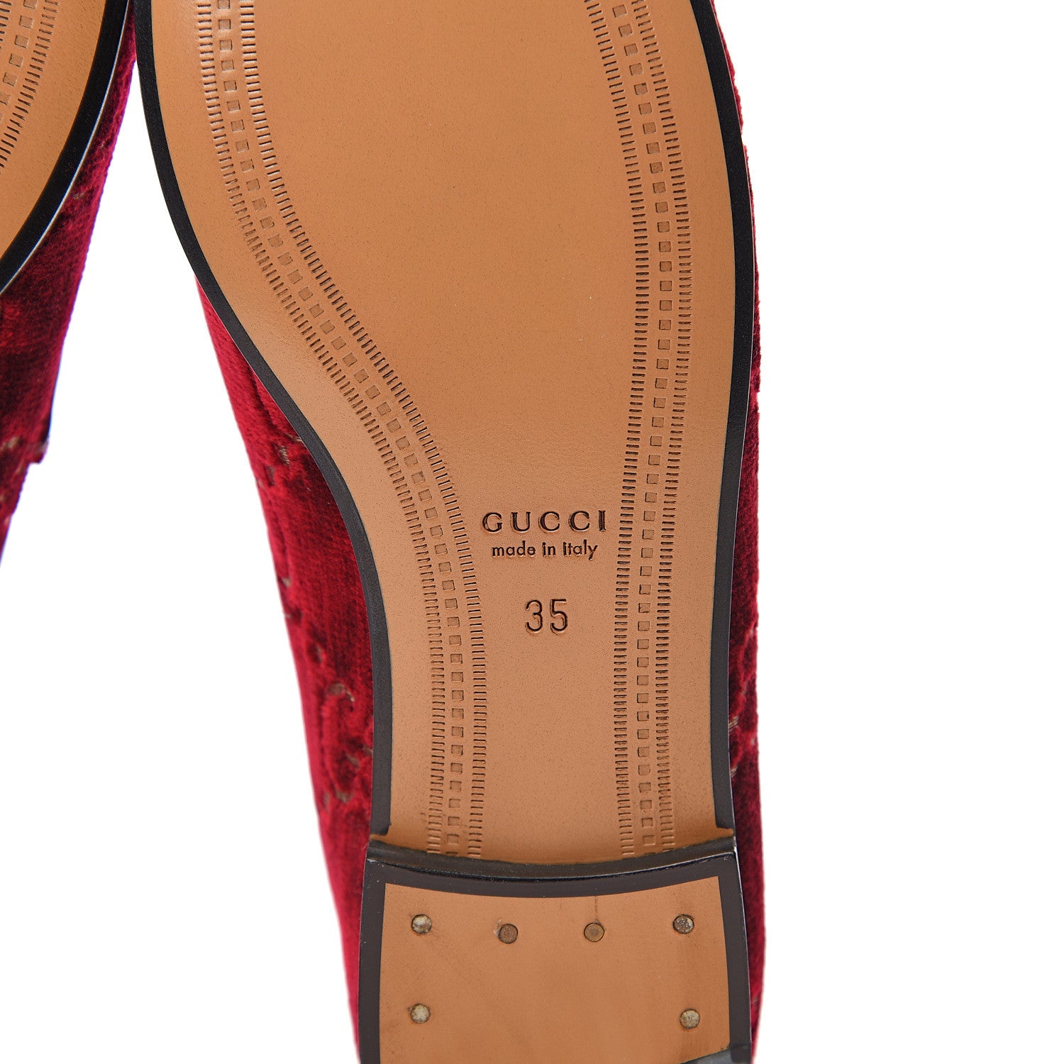 Gucci Velvet Malaga Kid GG Monogram Horsebit Womens Jordaan Loafers 35 Red Cipria Romantic Cerise 6 of 10