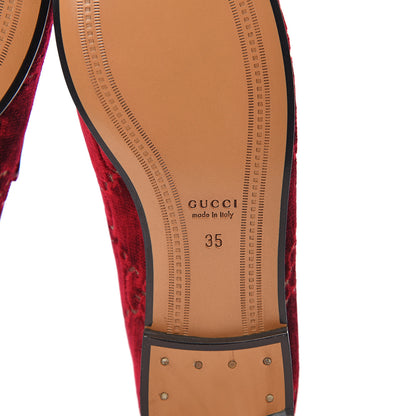 Gucci Velvet Malaga Kid GG Monogram Horsebit Womens Jordaan Loafers 35 Red Cipria Romantic Cerise 6 of 10