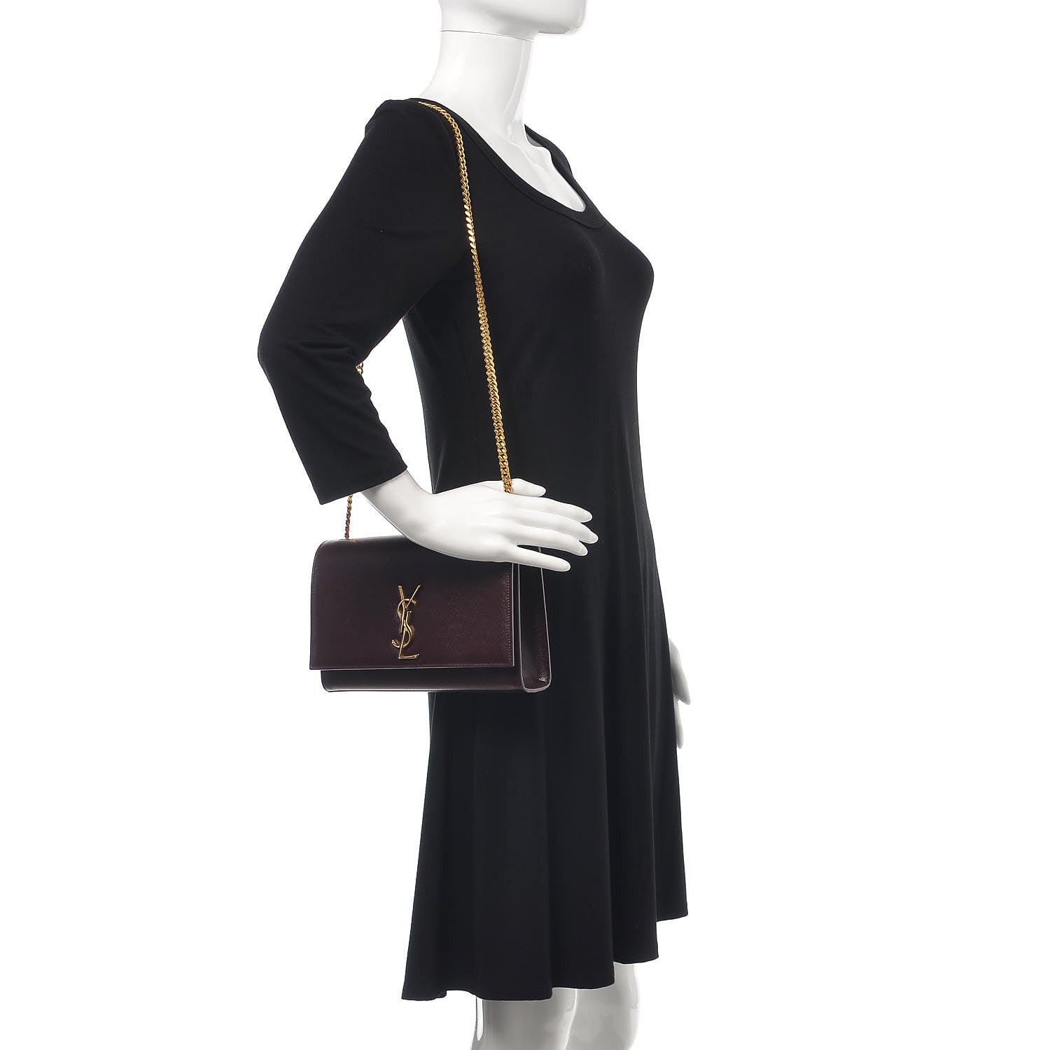 Saint Laurent Grain De Poudre Medium Classic Monogram Kate Satchel Amaranto 2 of 10