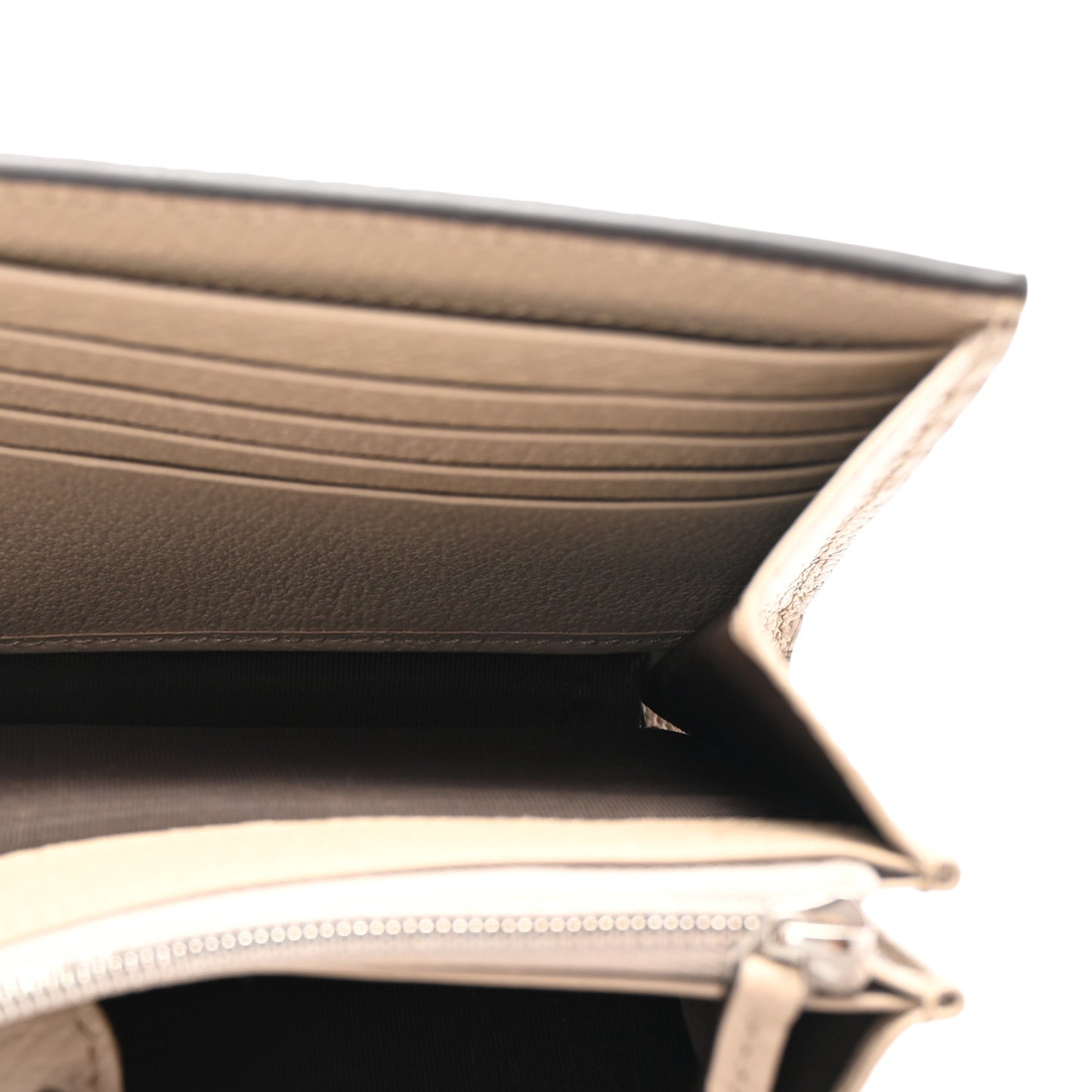 GG Supreme Monogram Textured Dollar Calfskin Mini Dionysus Chain Wallet Beige Mystic White Oatmeal