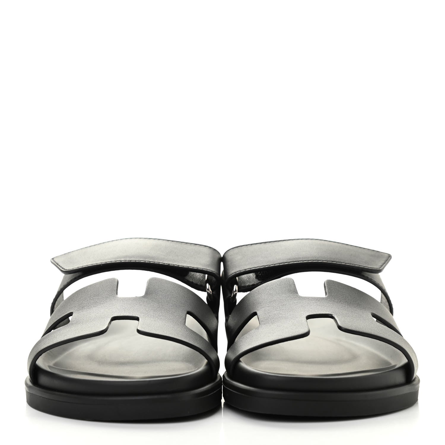Hermes Calfskin Womens Chypre Sandals 37 Black 2 of 9
