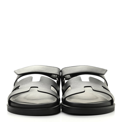Hermes Calfskin Womens Chypre Sandals 37 Black 2 of 9