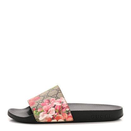 Gucci GG Supreme Monogram Blooms Slide Sandals 37 Beige Multicolor 1 of 9