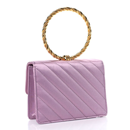 Gucci Satin Quilted Rajah Broadway Ring Top Handle Bag Purple 3 of 10