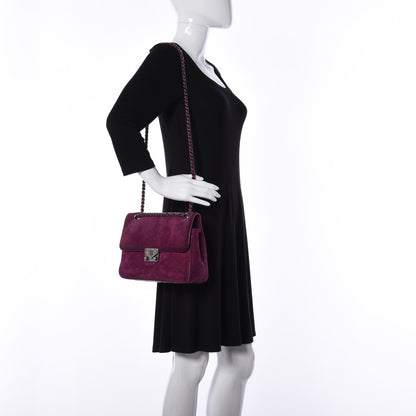 Chanel Suede Lambskin Scallop Quilted Medium Pagoda Flap Purple 5 of 18