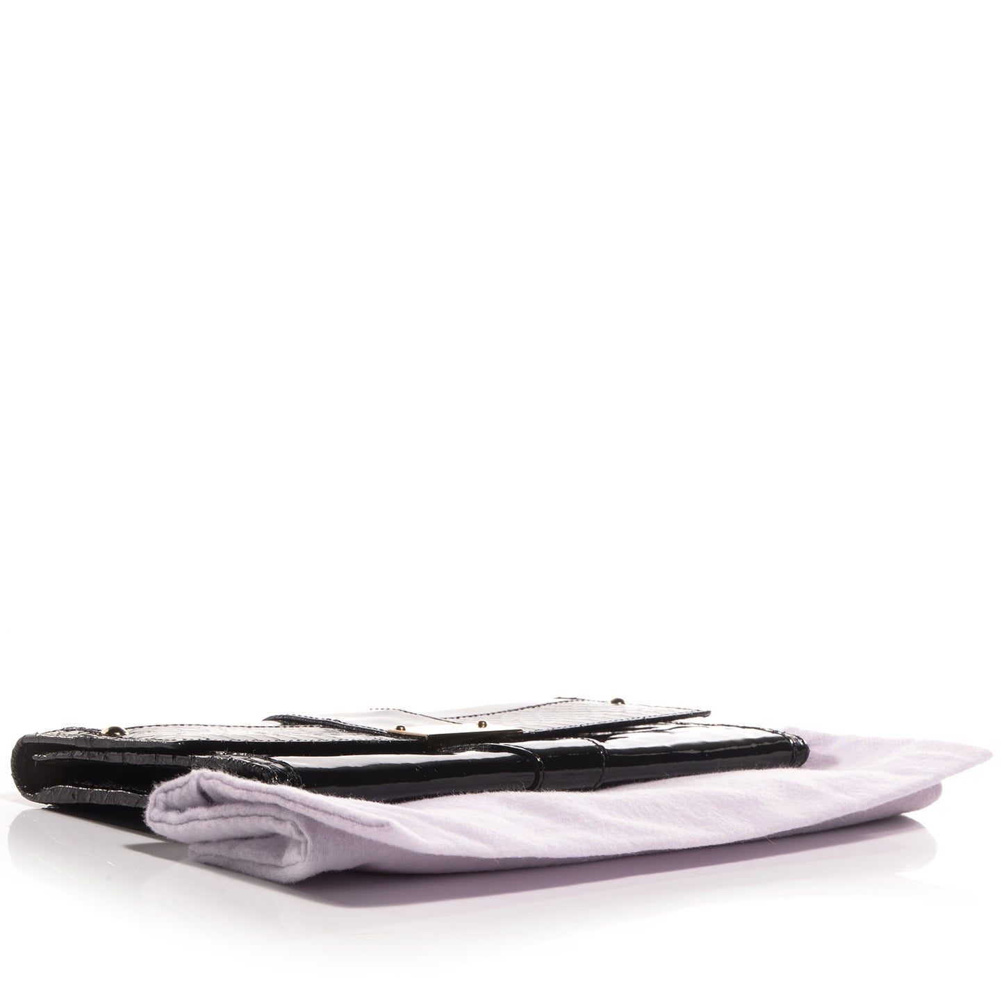 Patent Snake Embossed Ubai Clutch Black