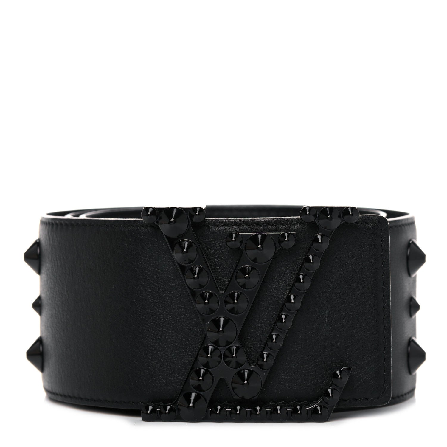 Louis Vuitton Calfskin LV Initiales Clous Belt 85 34 Black 1 of 4