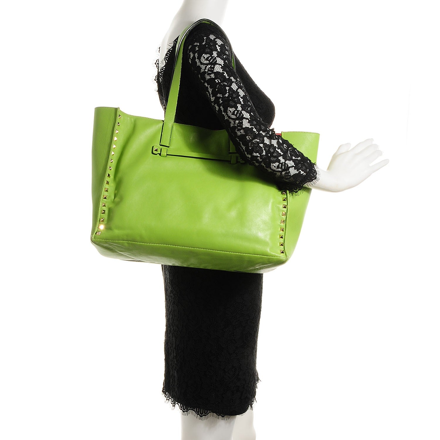 Valentino Garavani Nappa Medium Rockstud Soft Tote Pop Apple 2 of 7