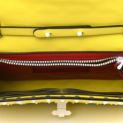 Valentino Garavani Lambskin Free Rockstud Spike Wallet On Chain Light Yellow 4 of 6