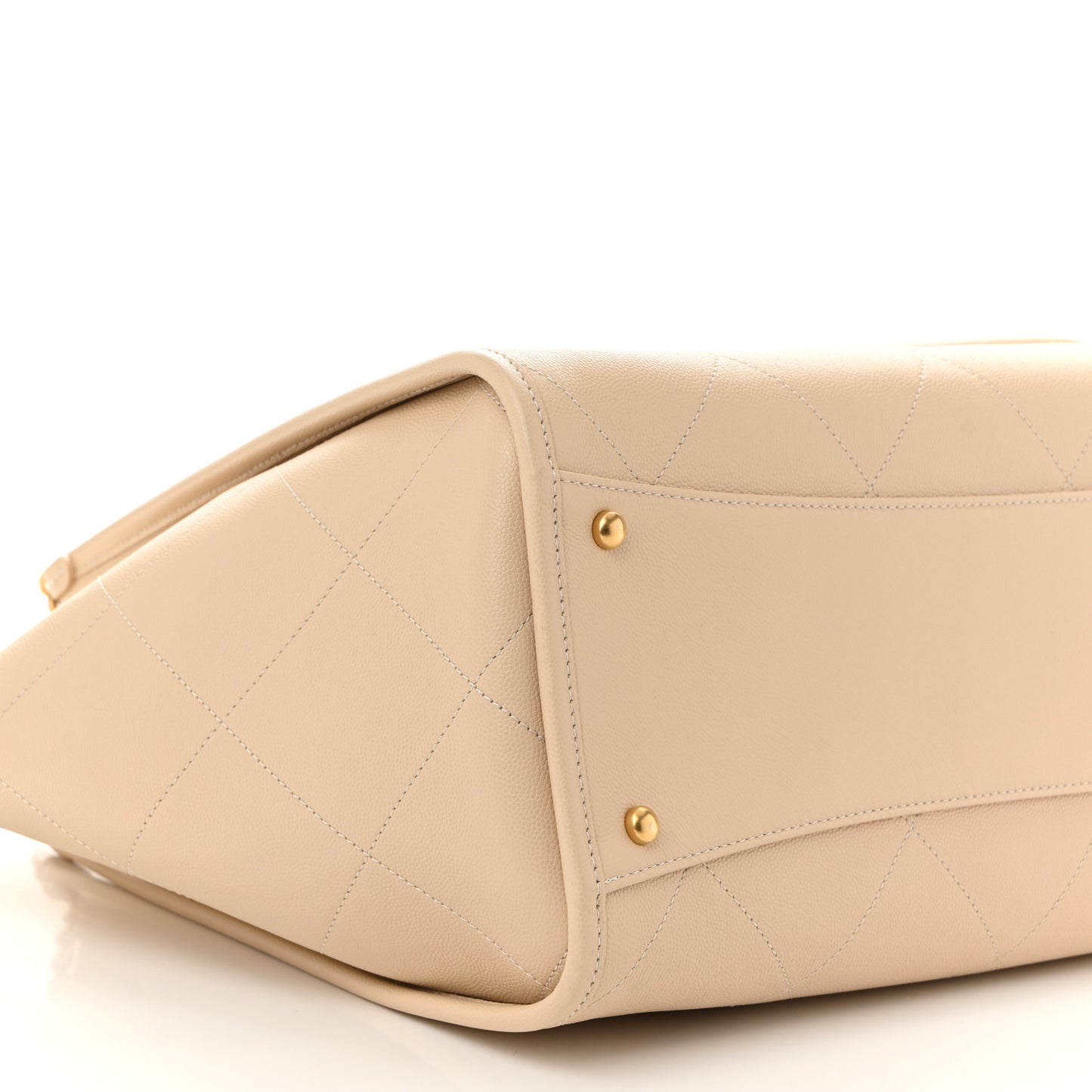 Caviar Stitched Pocket CC Large Tote Light Beige