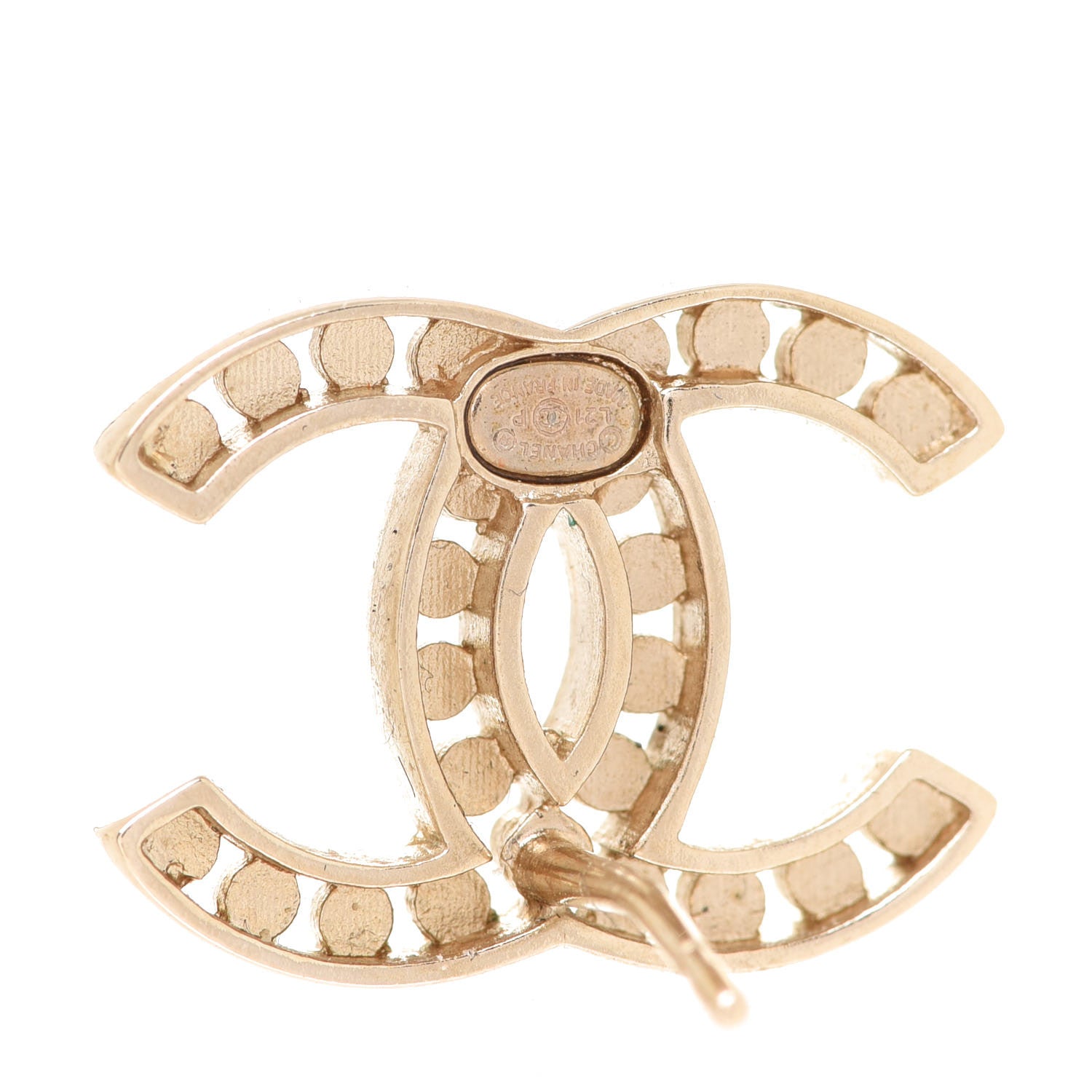 Chanel Crystal Mini Timeless CC Earrings Gold 4 of 5