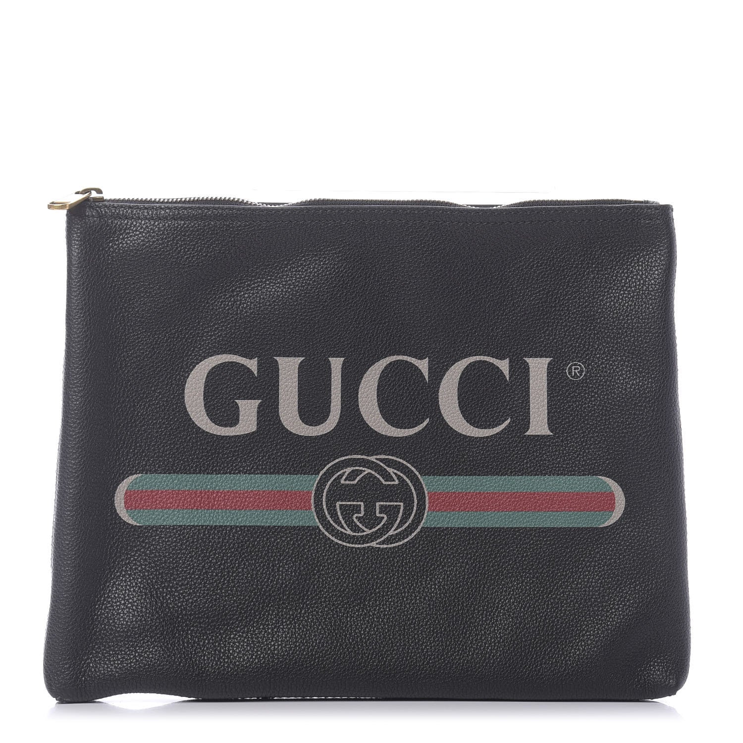 Gucci Pebbled Calfskin Medium Logo Portfolio Clutch Black 1 of 11