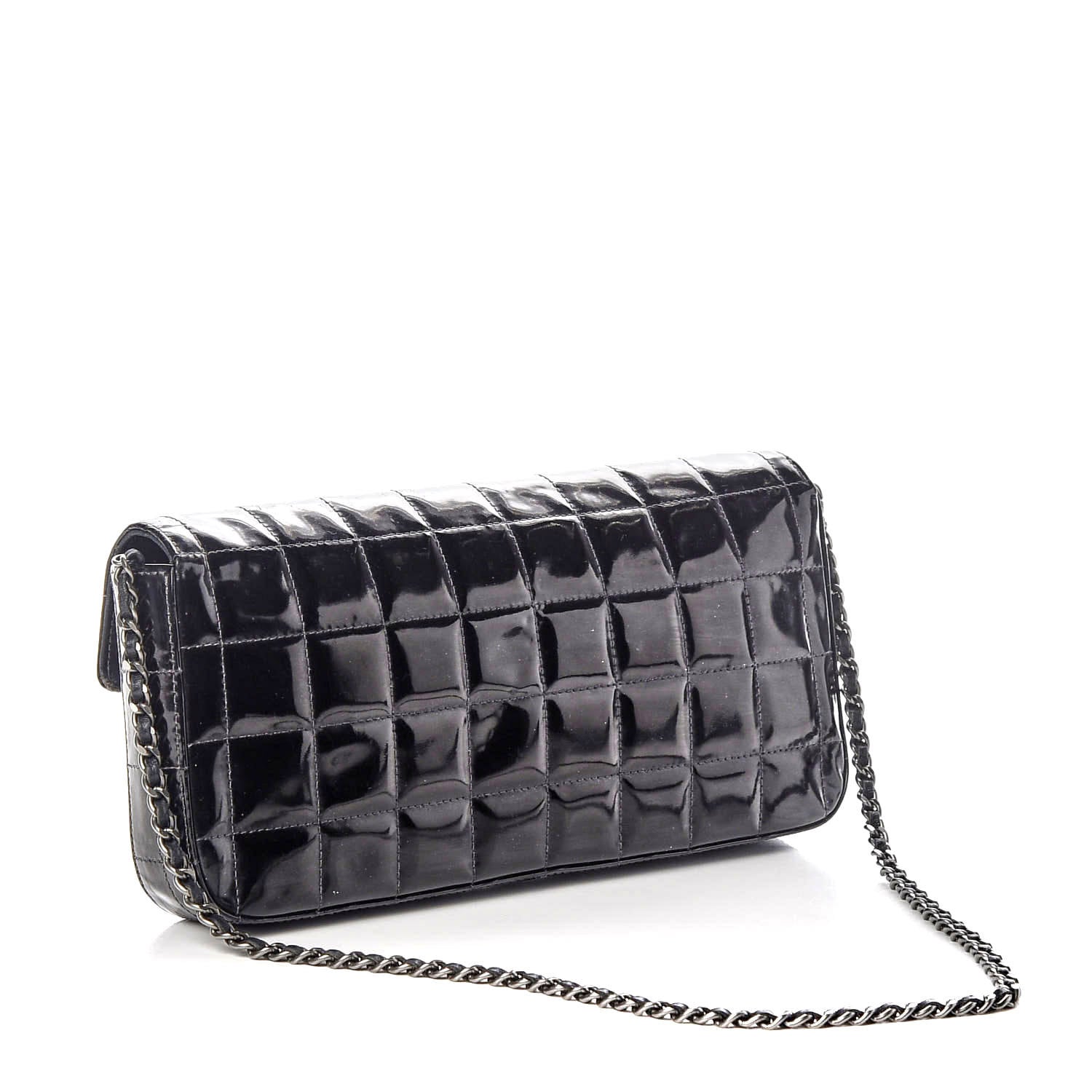 Chanel Patent Quilted East West Chocolate Bar Flap Black 2 of 8