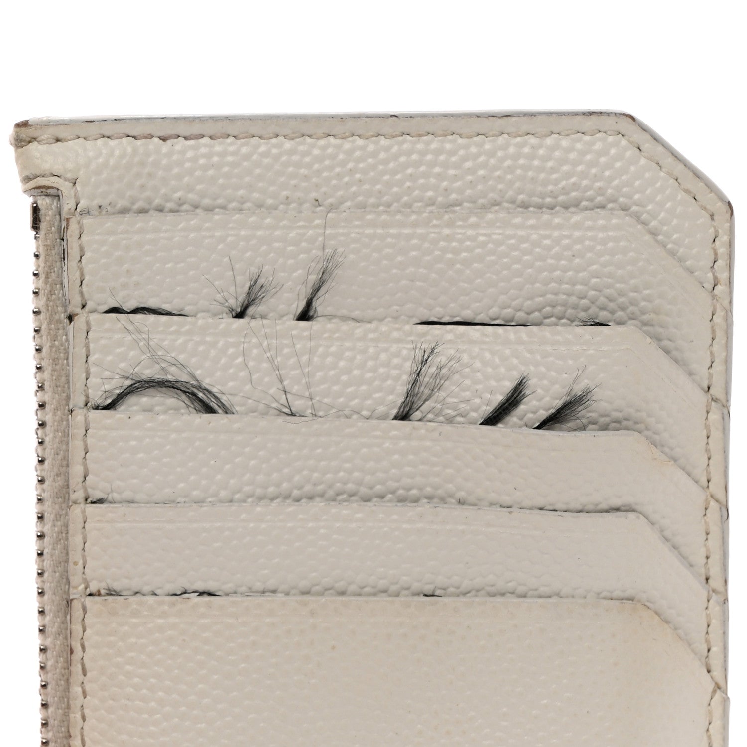 Saint Laurent Grained Calfskin 5 Fragments Zip Pouch Card Holder White 8 of 16