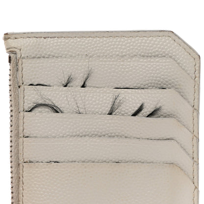 Saint Laurent Grained Calfskin 5 Fragments Zip Pouch Card Holder White 8 of 16