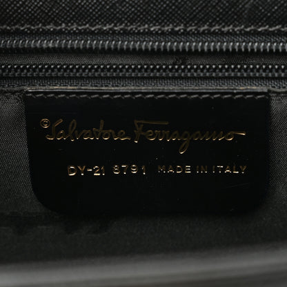 Salvatore Ferragamo Hammered Calfskin Iconic Large Top Handle Bag Black 6 of 10