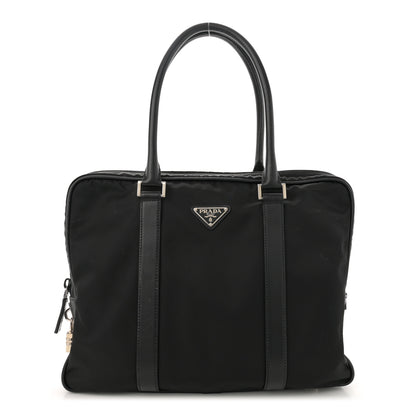 Prada Tessuto Nylon Saffiano Metal Triangle Logo Work Bag Black 1 of 14