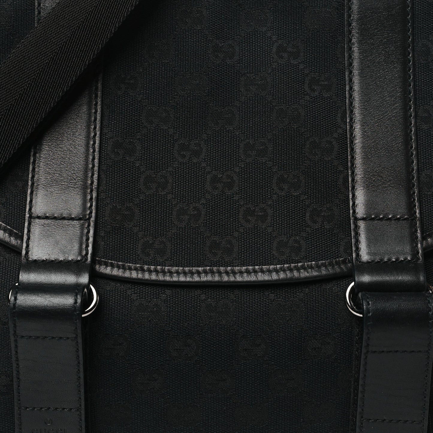 Monogram Medium Double Buckle Flap Messenger Bag Black