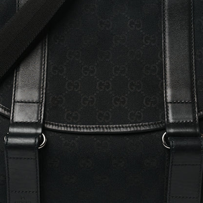 Gucci Monogram Medium Double Buckle Flap Messenger Bag Black 8 of 10