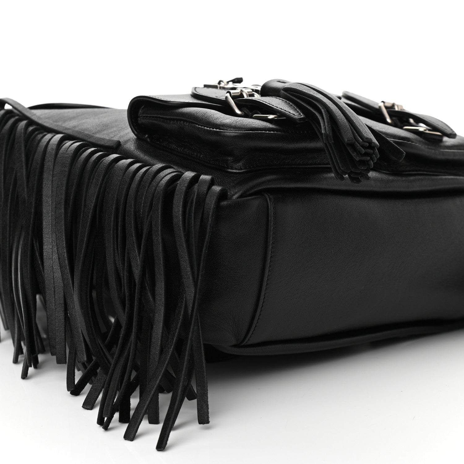 Saint Laurent Calfskin Fringe Festival Backpack Black 8 of 9