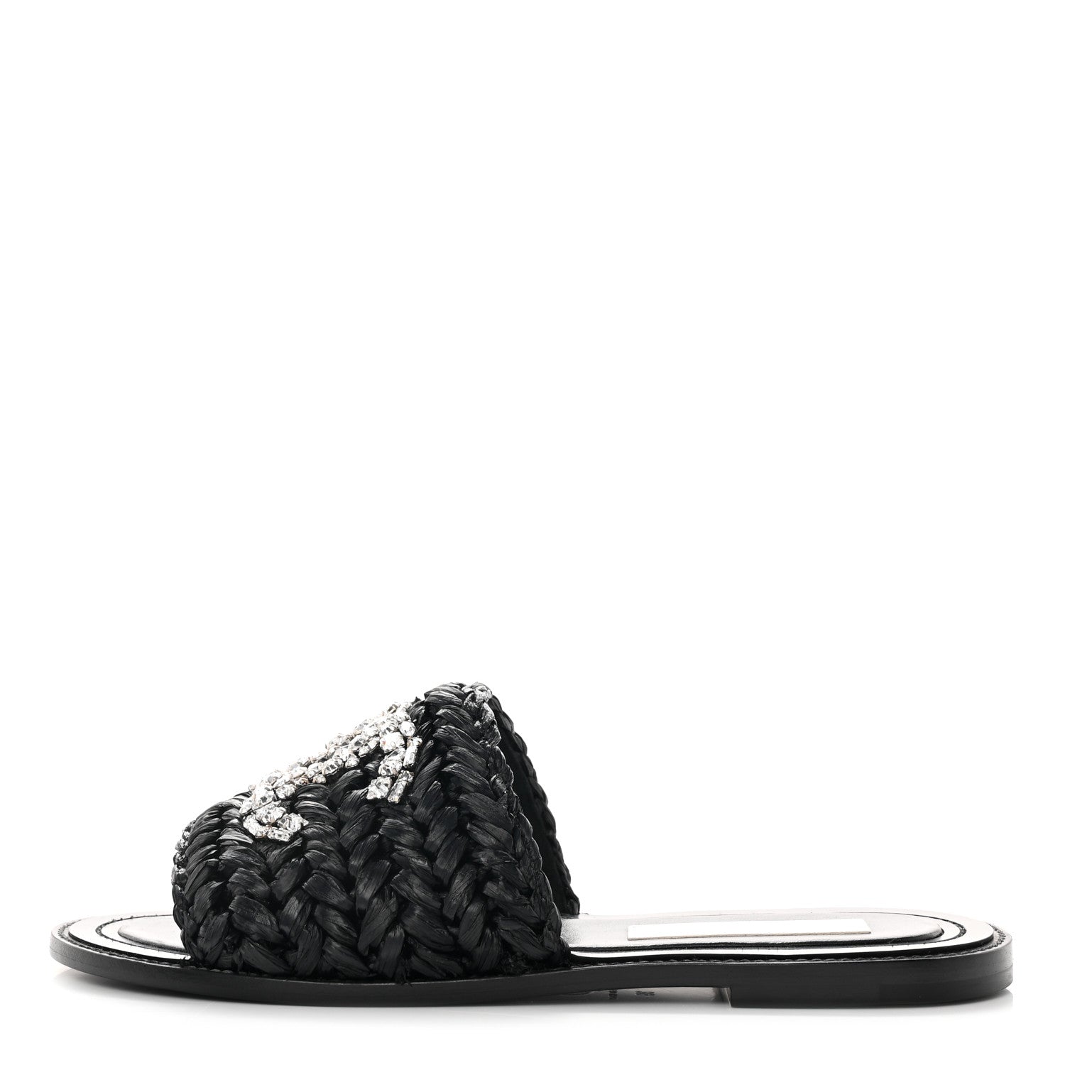 Chanel Raffia Crystal CC Mules Sandals 39 Black 1 of 10
