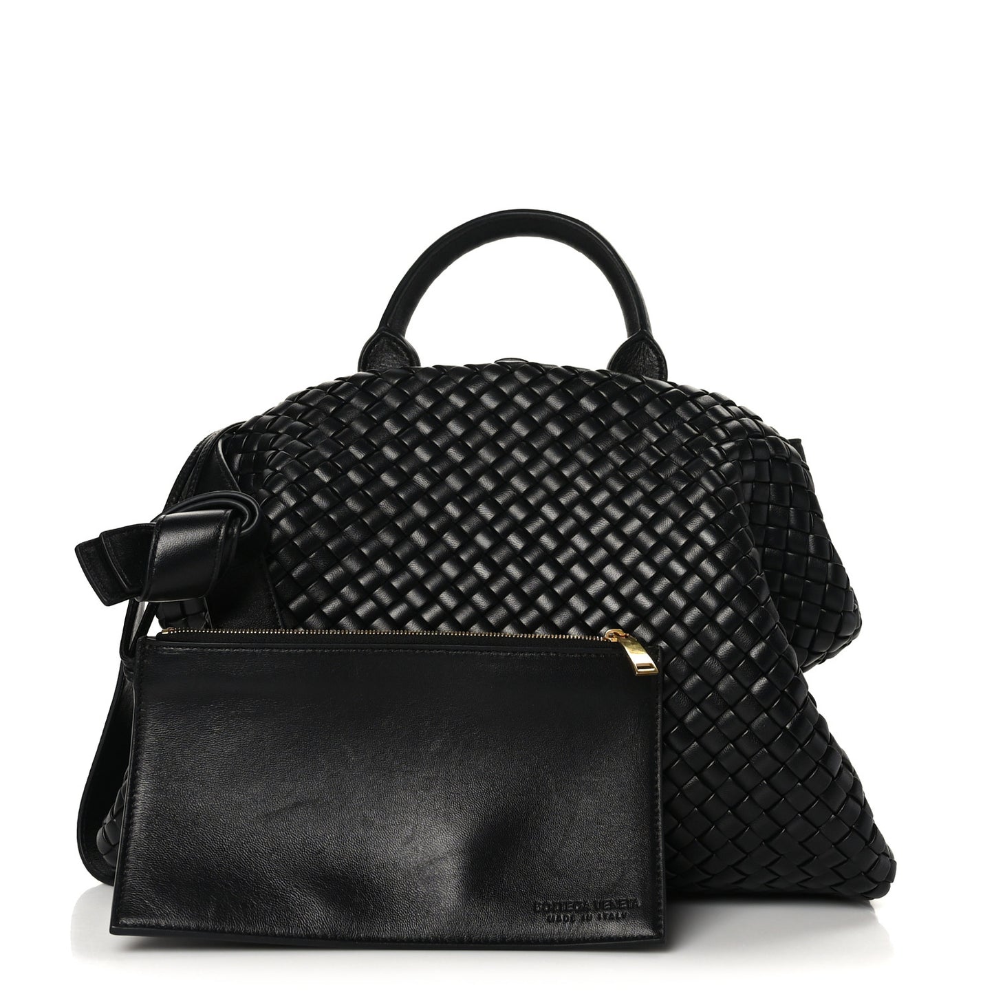 Nappa Intrecciato Medium Padded The Handle Tote Black
